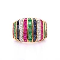 14K Gold, Diamond, Ruby, Emerald & Sapphire Vintage Estate Ring - Sold for $1,062 on 05-06-2017 (Lot 412).jpg